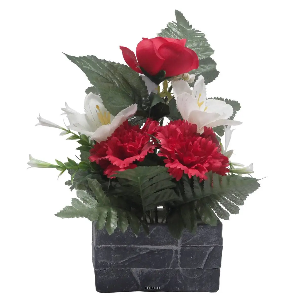 jardinièrre pot beton Renoncule, oeillet, et alstromeria pour la Toussaint Rouge – couleur: Rouge