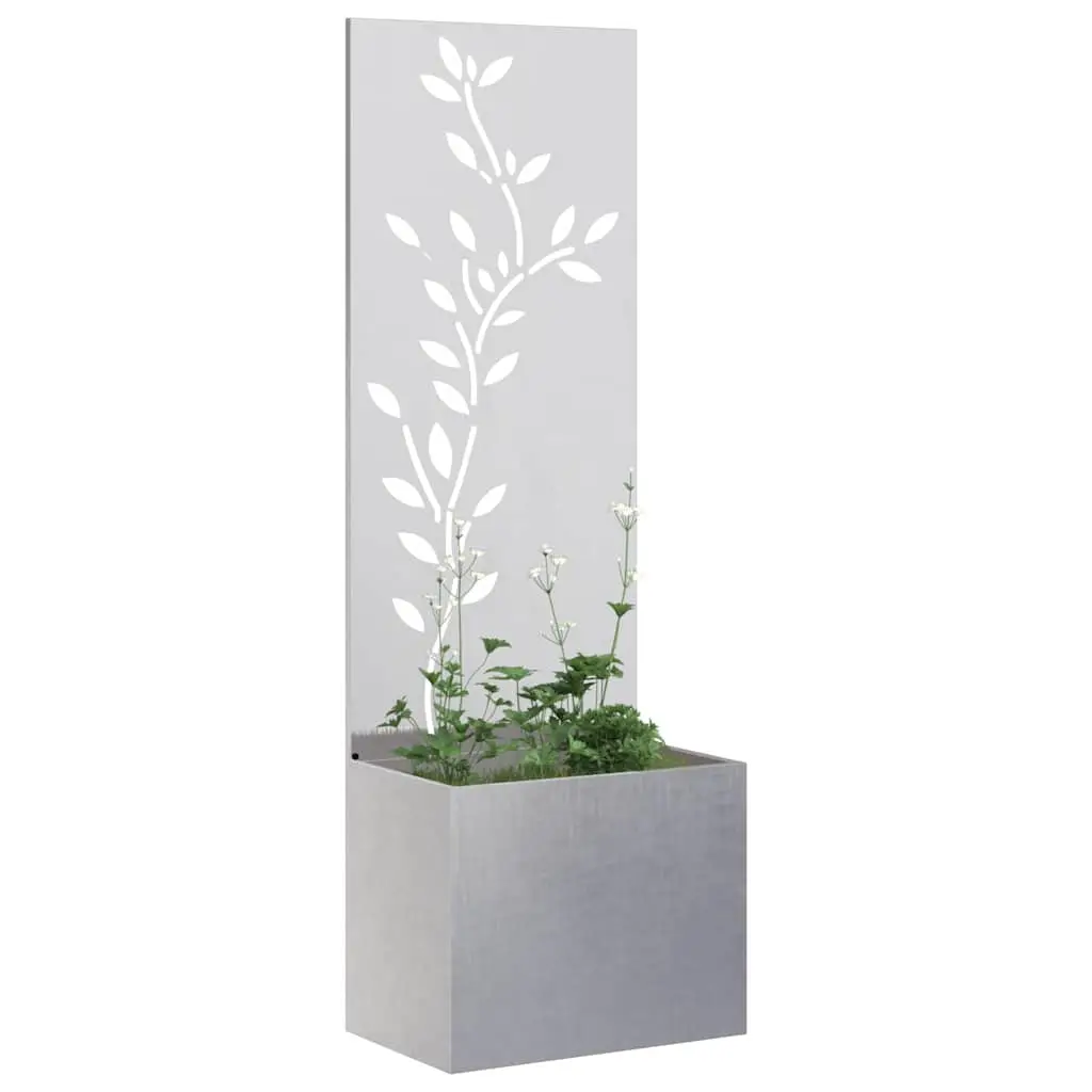 Jardinière – Pot De Fleurs – Bac à Fleurs avec Panneau Décoratif Argent 50 x 140 cm g1144