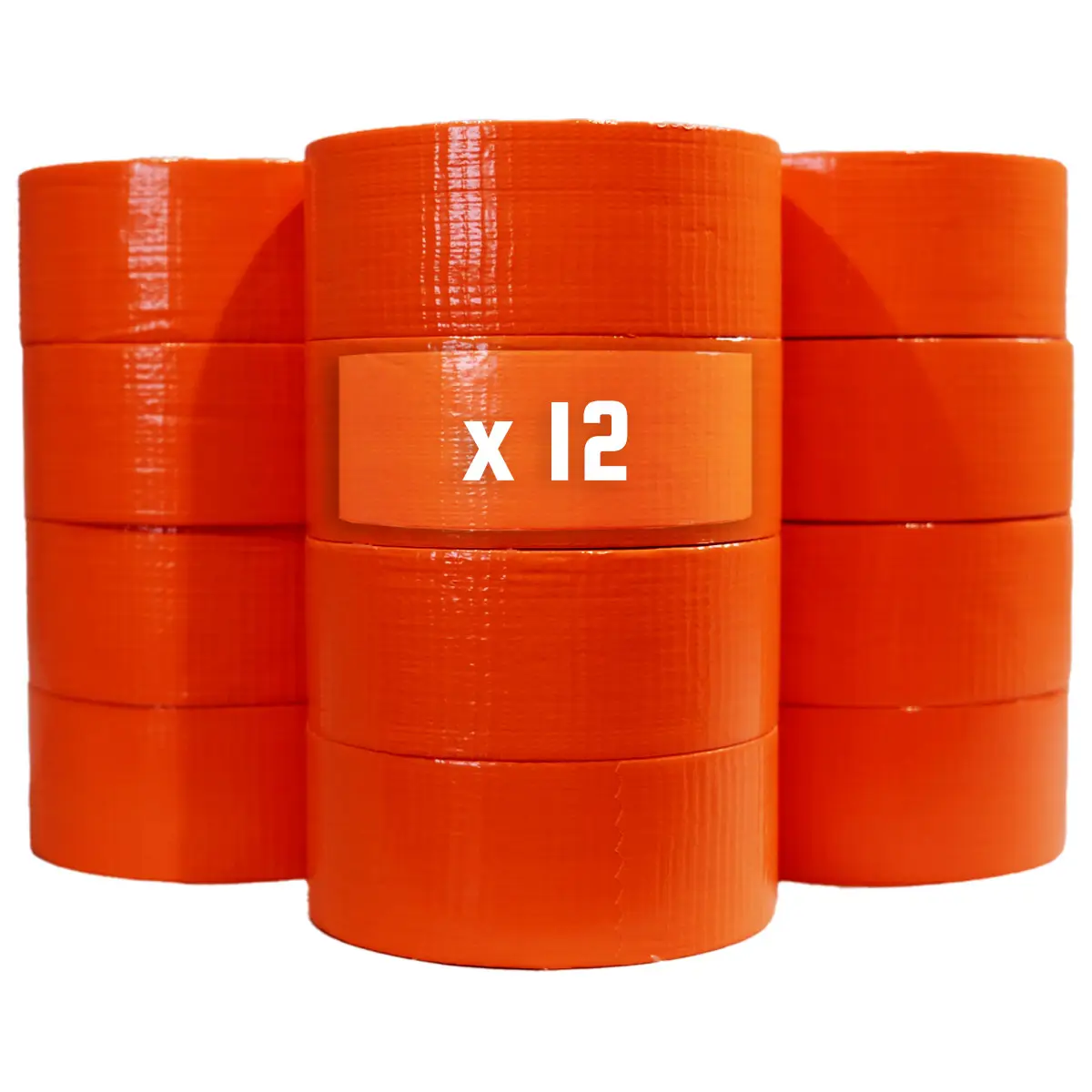 Lot de 12 Rubans adhésifs toilés orange 50 mm x 33 m – Rouleau adhésif pour fixer les bâches, fils et câbles TECPLAST