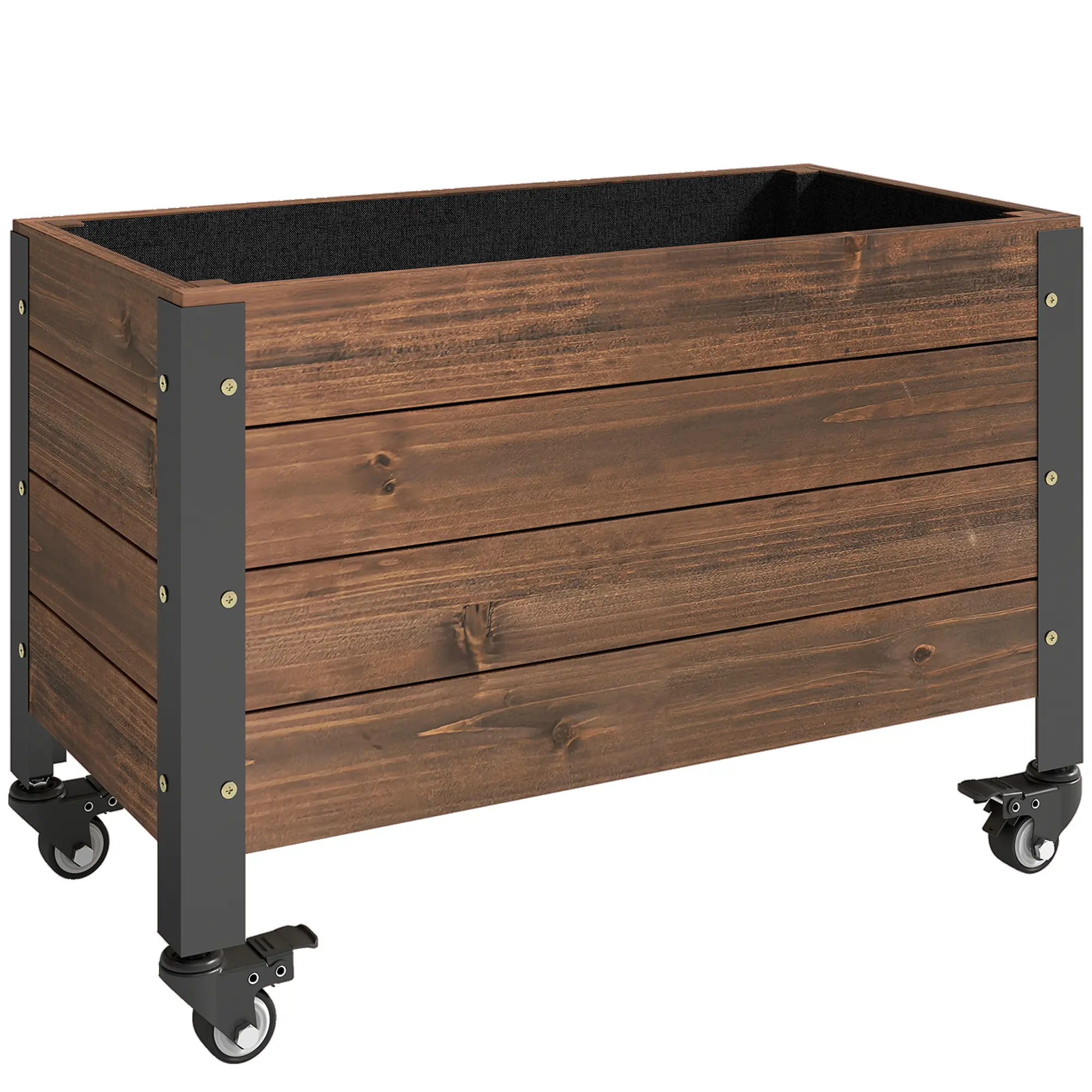 Jardinière surélevée roues – doublure et trou de drainage – bois massif – 60 x 30 x 41 cm – bois naturel – Outsunny